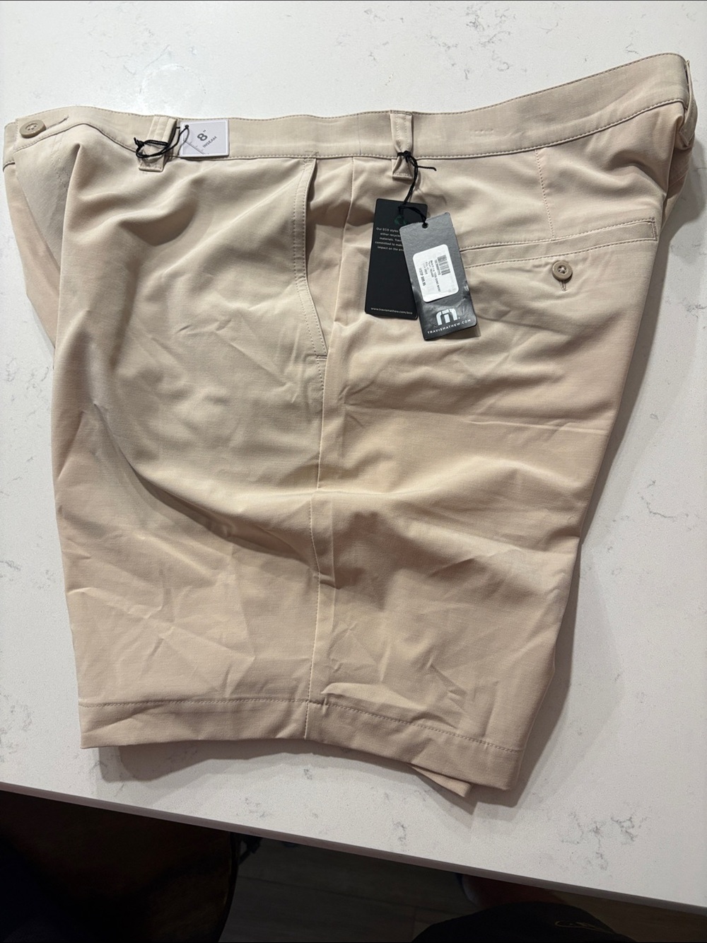 Travis Mathew Flat Front Chino Shorts in Beige